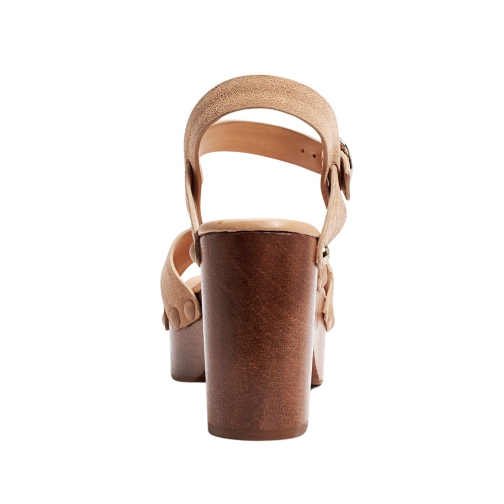 SAM EDELMAN JOSEFINE PLATFORM HEELED SANDAL Color: Camel Suede Size: 9 NEW - Picture 9 of 12